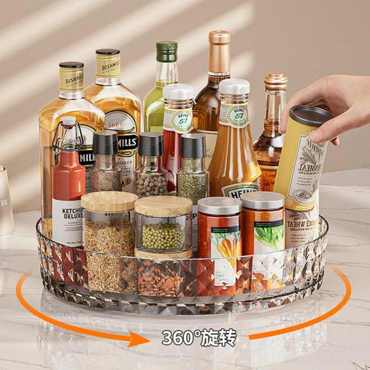 360 Rotating Spice Rack - Non-Slip Kitchen Organizer Tray