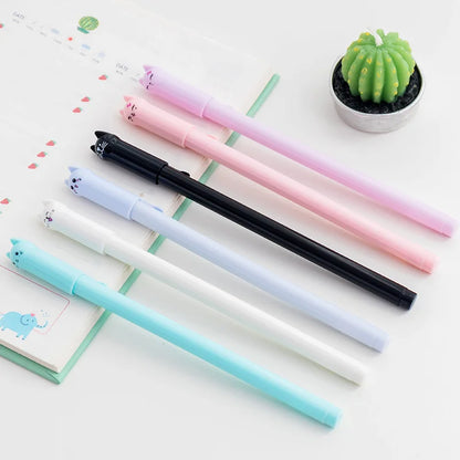 Set of 6 Cute Kitten Gel Pens, Suitable as Party Gifts for Boys and Girls, School Supplies, and Presents