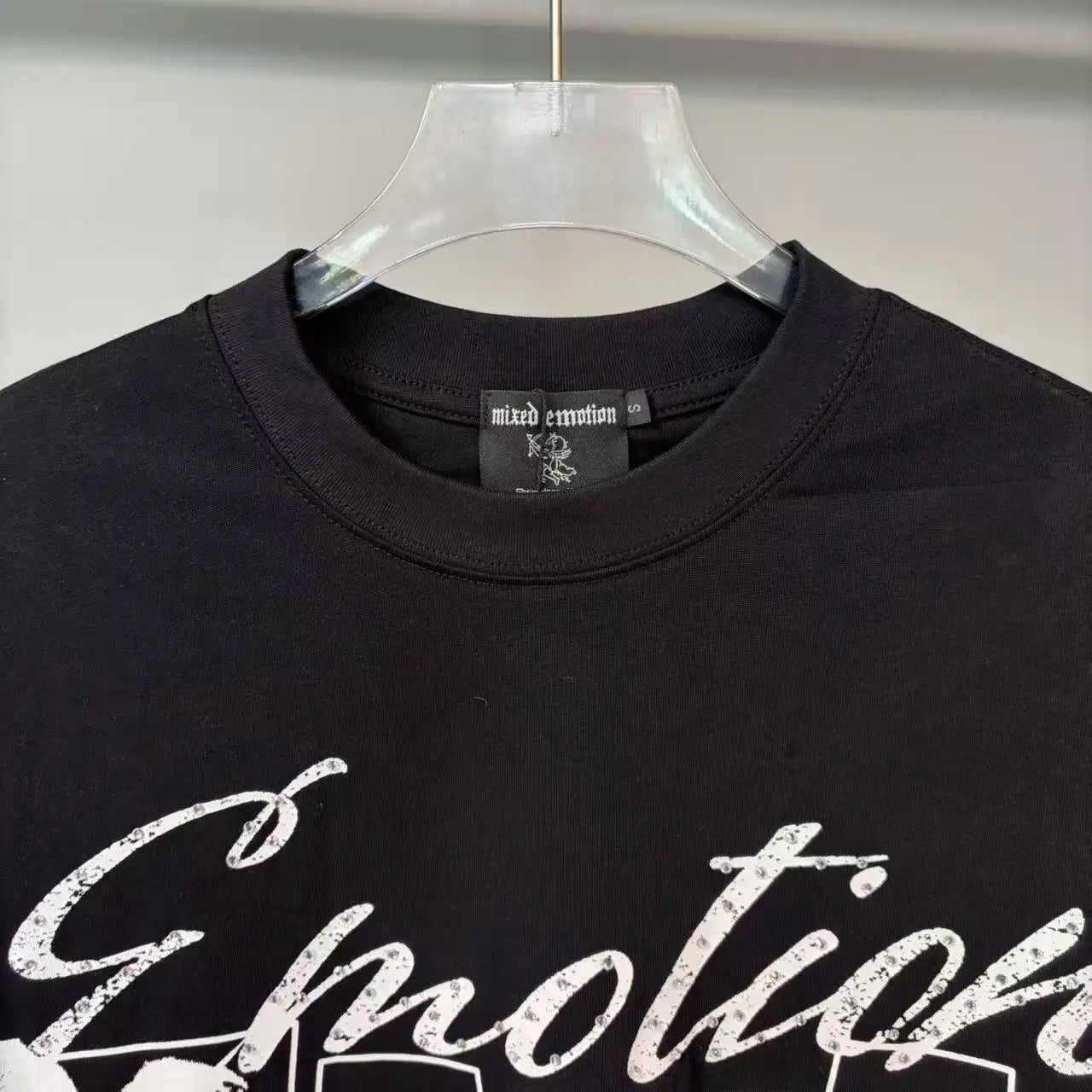 141# New fashion trend brand MIXEDEMOTION printing Shirt Streetwear Cotton Loose Round Neck Oversized Tee Top men t-shirt
