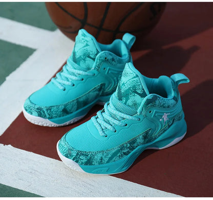 Children Basketball Shoes - Kids Sneakers Lace Up | Non Slip PU Leather High Top