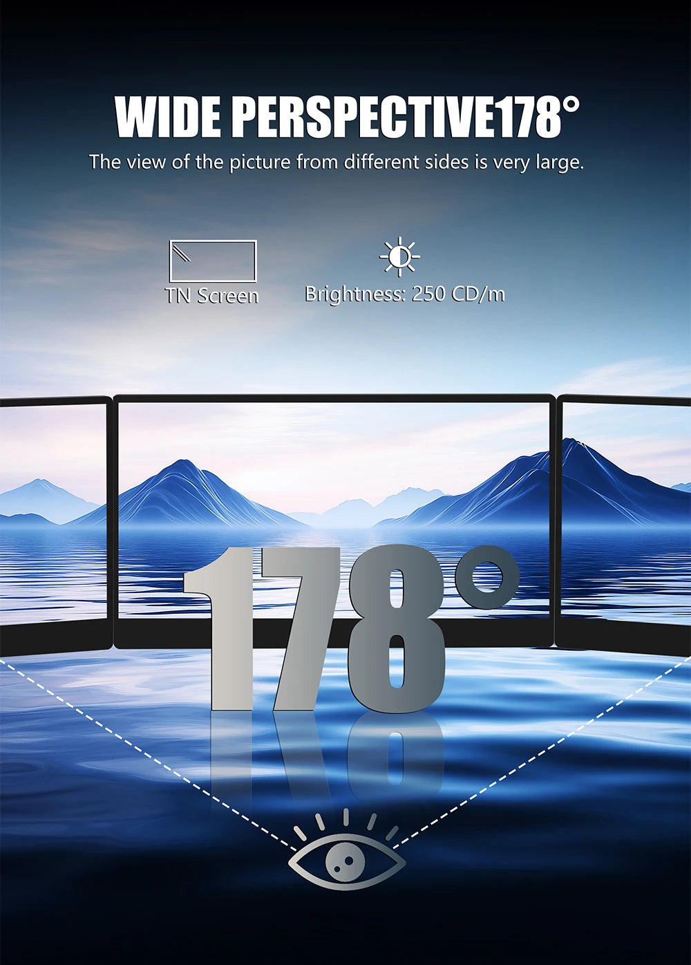 Portable Monitor 14 Inch - MUCAI N140-S36 TN Panel, 60Hz, 3ms Response, Built-In Speakers