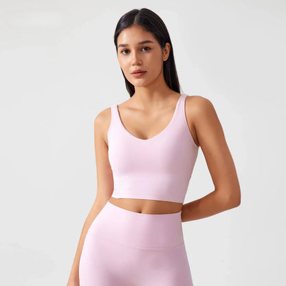 Sports Bra For Women - Breathable Yoga Crop Top With Fixed Chest Pad & U-Shaped Back