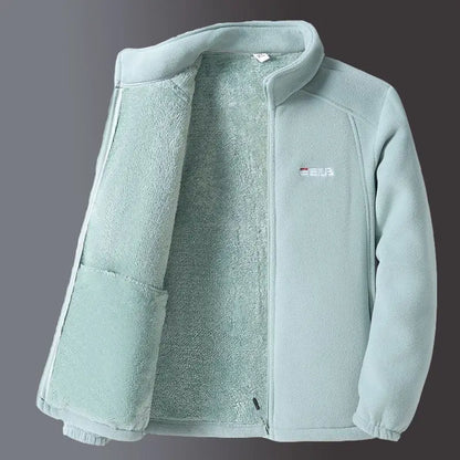 Woman Thickened Zipper Lamb Velvet Sweatshirt Casual Cardigan Embroidery Warm Stand-up Collar Loose Jacket Windproof Sweatshirt