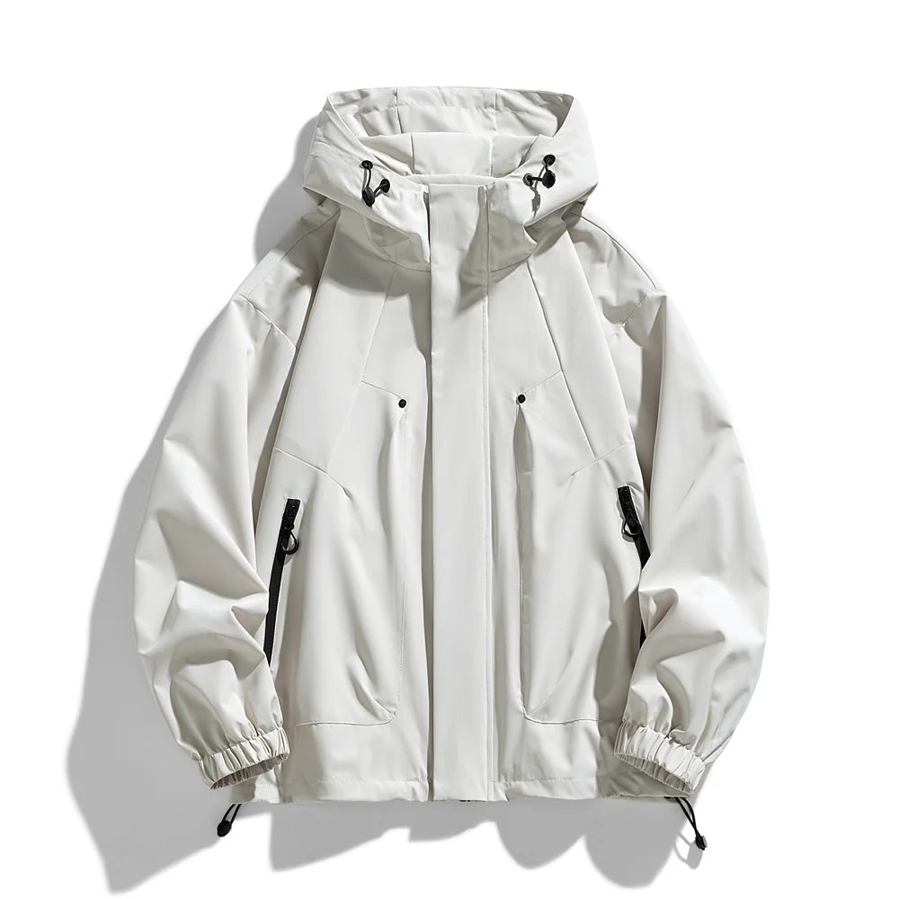 Windproof Waterproof Jacket - Plus Size Workwear Coat With Breathable Zipper Closure