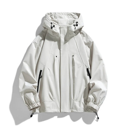 Windproof Waterproof Jacket - Plus Size Workwear Coat With Breathable Zipper Closure