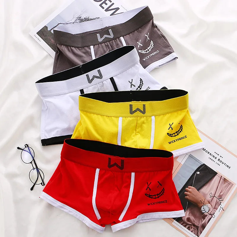 Men Cotton Boxers - Breathable U-Convex Boxer Design, Soft Knit Fabric Underwear Set
