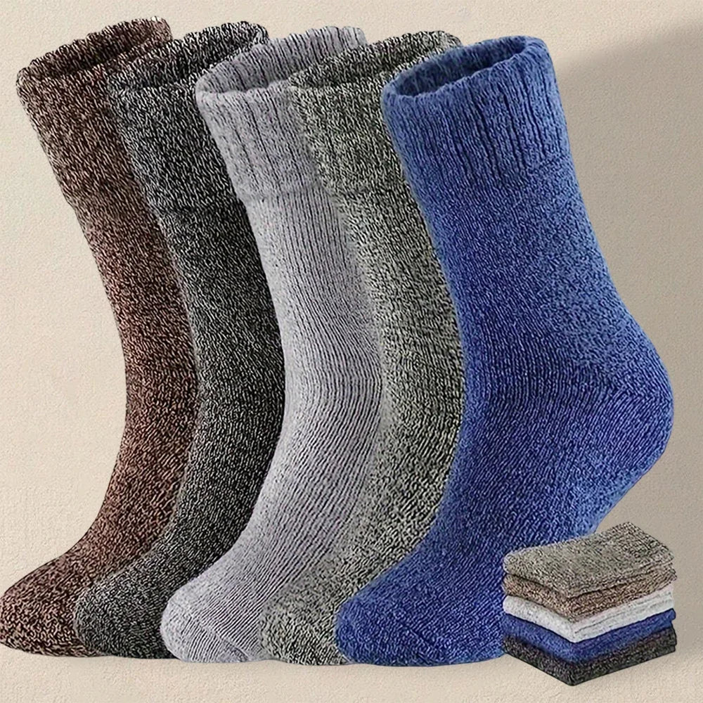 Mens Solid Color Winter Socks - Soft Comfortable Casual 3515 Pairs - ZOOMNSTORE