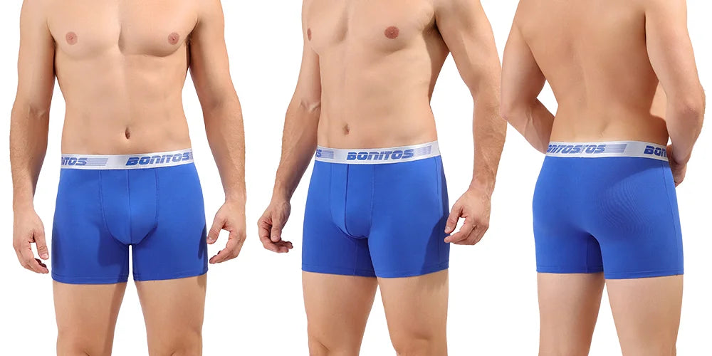 3 Pieces Cotton Men's Panties BONITOS Letter Waistband Boxer Briefs Solid Color Boxers Underwear For Man Classic Men Underpants