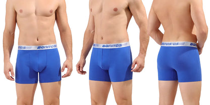 3 Pieces Cotton Men's Panties BONITOS Letter Waistband Boxer Briefs Solid Color Boxers Underwear For Man Classic Men Underpants