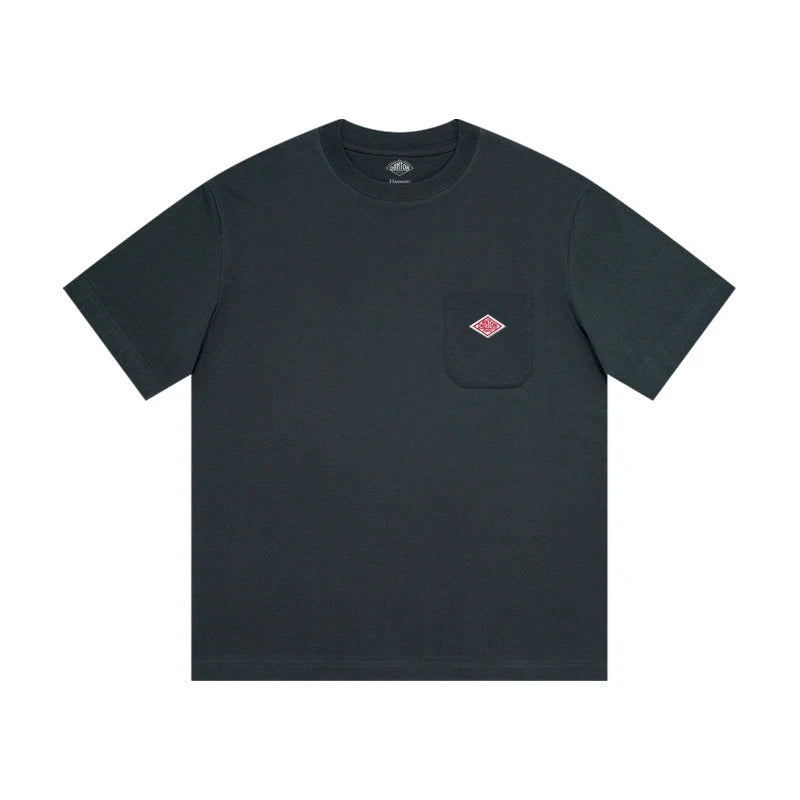 2025 Summer Men Women's Pure Cotton Embroidery T-Shirt Short Sleeve Tees Simple Solid Pocket Fashion Brand Casual Tops