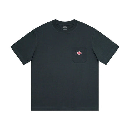 2025 Summer Men Women's Pure Cotton Embroidery T-Shirt Short Sleeve Tees Simple Solid Pocket Fashion Brand Casual Tops