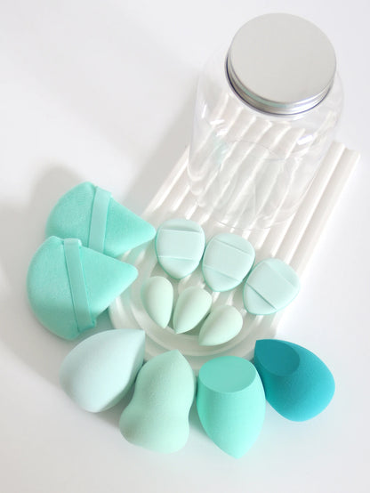 Makeup Sponge Set – 12 Piece Latex Free Sponges with Storage Jar for Wet Dry Use