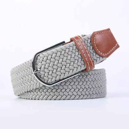 Unisex Stretch Jeans Belt - Casual Knitted Woven Canvas Pin Buckle