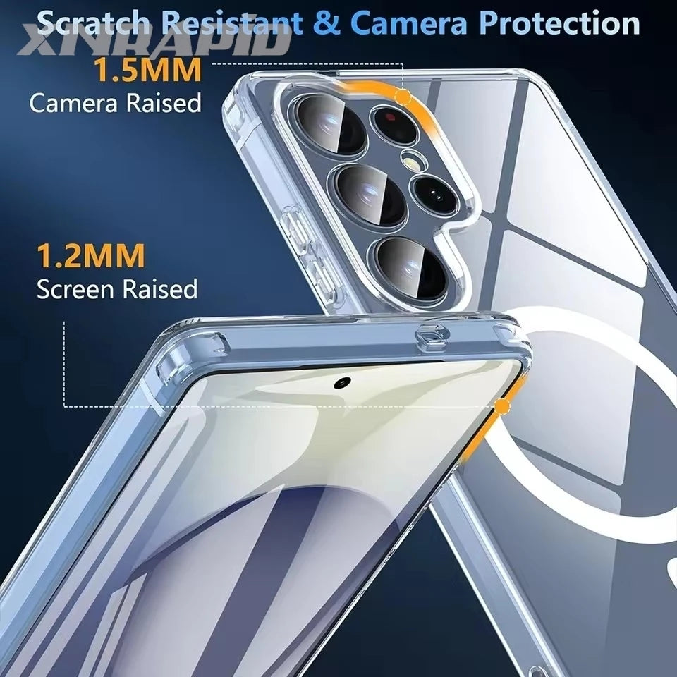 For Magsafe Magnetic Wireless Charging Case For Samsung Galaxy S25 Ultra Plus S26 Ultra S25Ultra 5G Clear Shockproof Back Cover