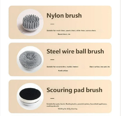HOMEFISH Electric Spin Scrubber With 5 Replaceable Brush Head, Three-speed Adjustable Handheld Rechargeable Shower Scrubber
