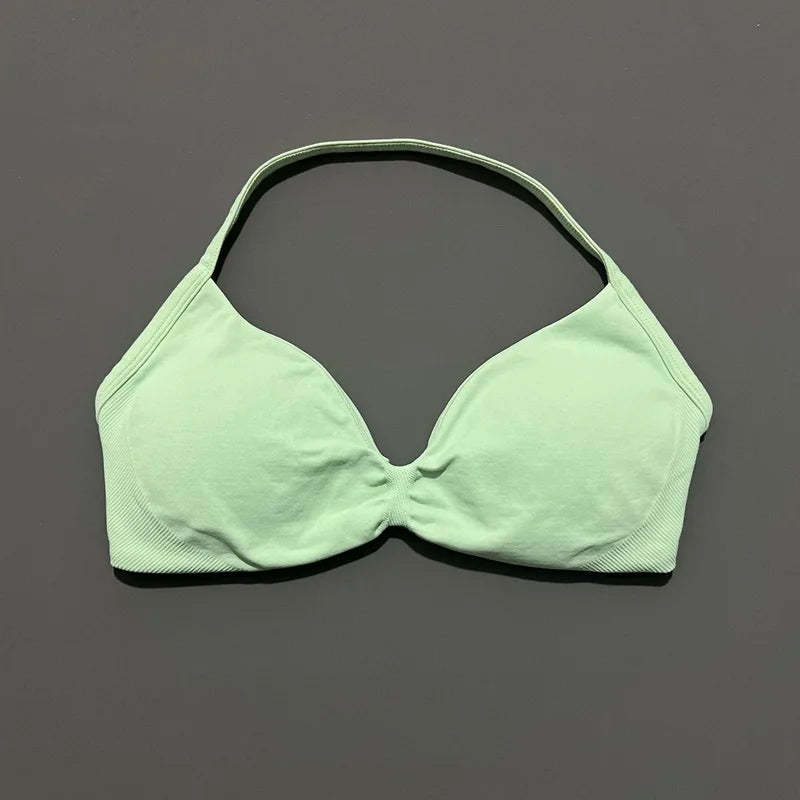 Impact Sports Bra - High Support Strappy Halter Bra With Removable Pads