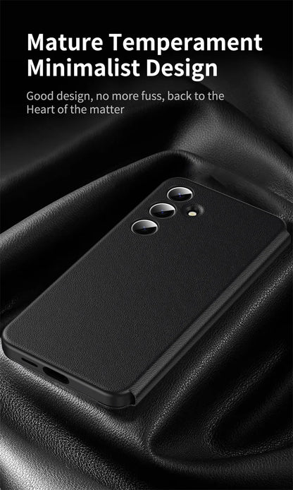 For Samsung Galaxy S25 S23 S24 S26 Ultra S25Plus Case Original PU Leather Card Pocke Flip Smart Display Transparent Window Cover