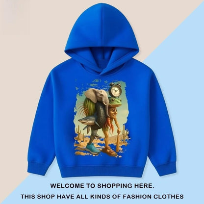Kids Cartoon Hooded Sweatshirt - Classic Tung Tung Mountains and Seas Design - ZOOMNSTORE