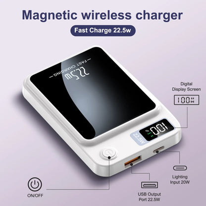 2-in-1 Wireless Magnetic Power Bank Fast Charging Portable PD 22.5W 10000mAh LED Power Display for iPhone 17/16/15/14 Samsung