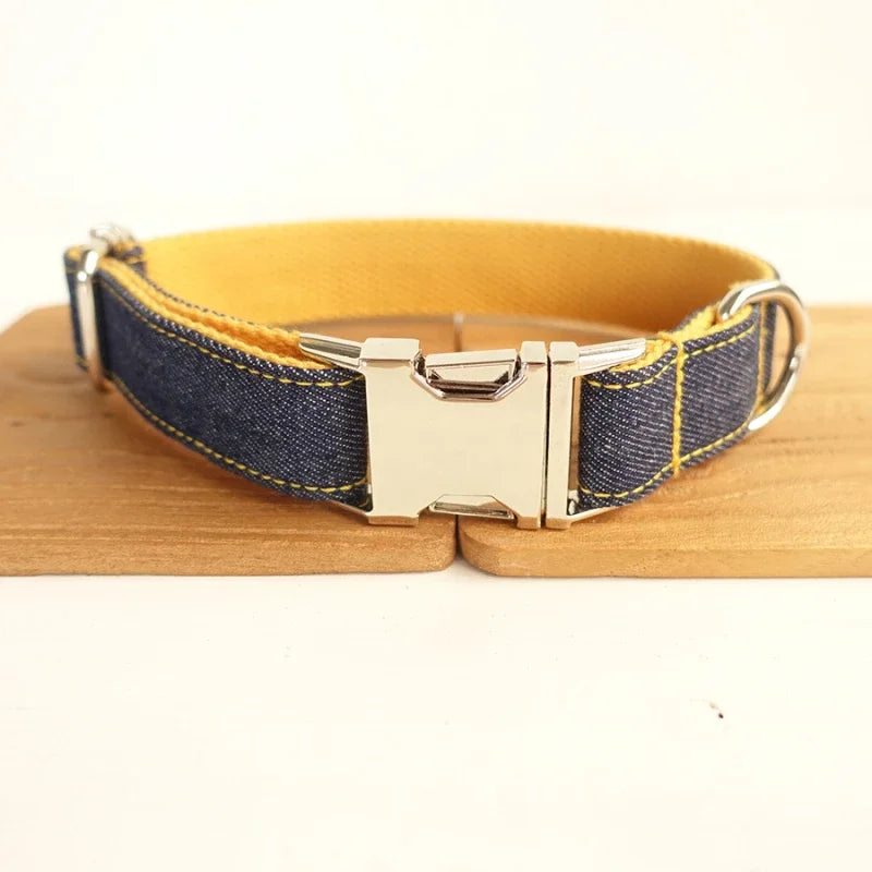Personalized Dog Collar Customized Pet Collars Free Engraving ID Nameplate Tag Pet Accessory Multi Jean Puppy Collar Leash