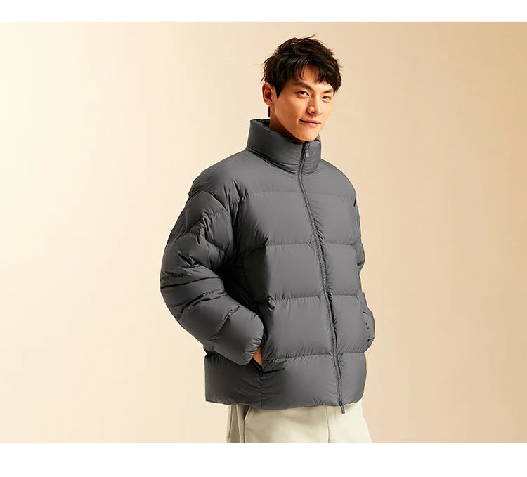 Semir Down Jacket Men Winter Three-proof Windproof Waterproof Stain Resistant Thick Stand Collar Puffer Coat Lightweight Warm