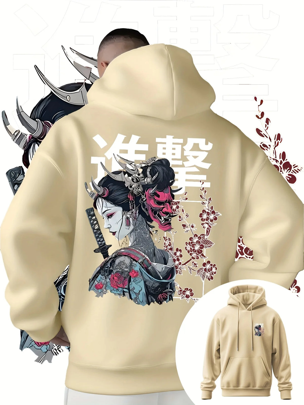 Japan Samurai Anime Harajuku Y2K Men Women Pullover Hoodie Street Casual Sport Loose Daily Autumn Winter Sweatshirt Top Clothes