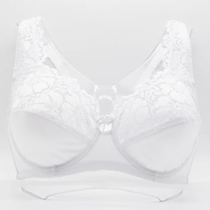 Plus Size Lace Bra - Embroidered Floral Lace Lingerie With Underwire Support
