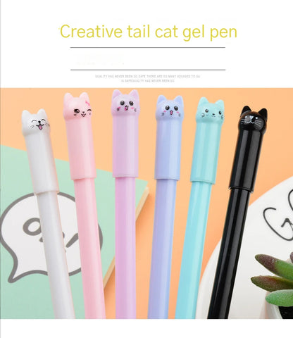 Set of 6 Cute Kitten Gel Pens, Suitable as Party Gifts for Boys and Girls, School Supplies, and Presents