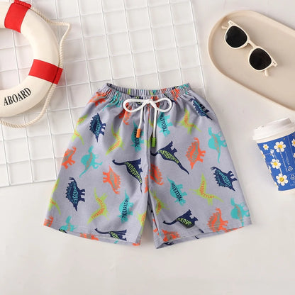 Kids Swim Trunks Summer Cartoon Prints Beach Shorts for Boys Vacation 1-8Y Children Quick Dry Pants Vacation Wear