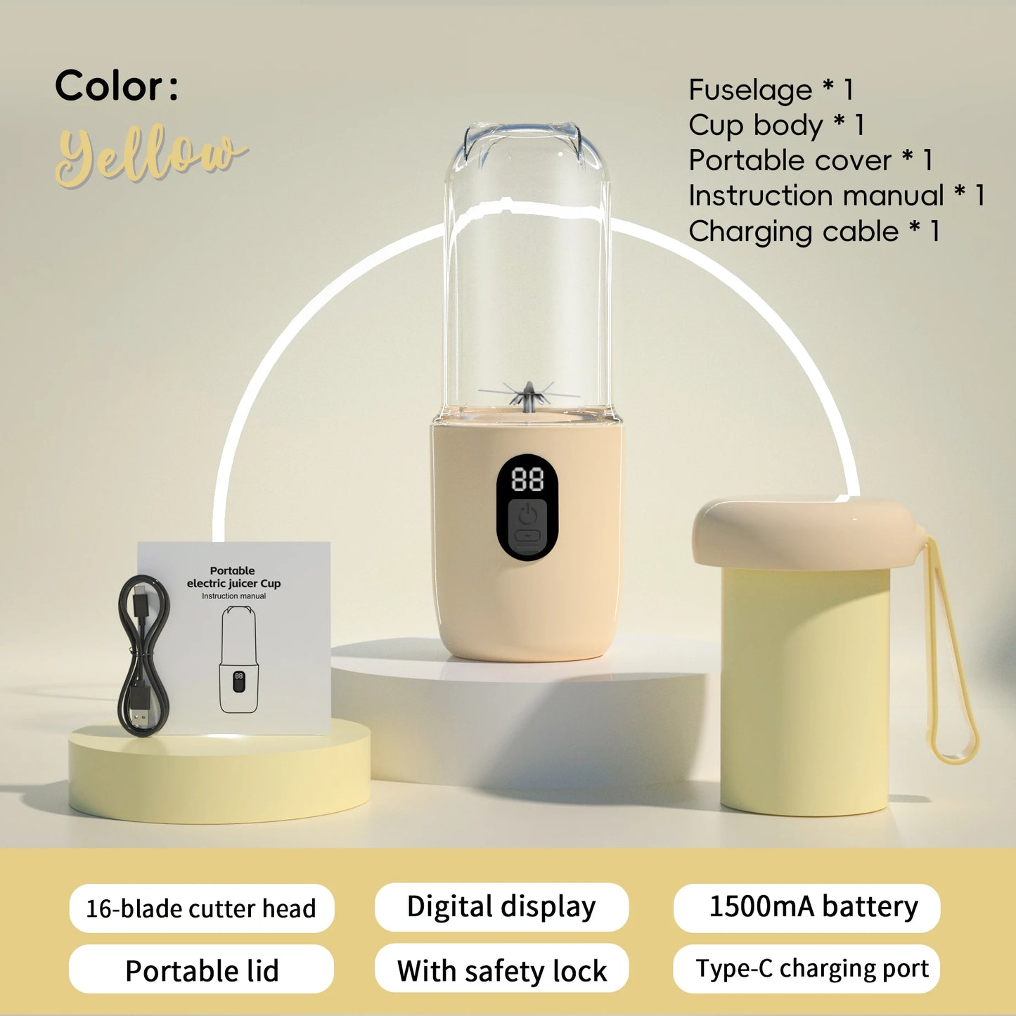 Portable USB Rechargeable Blender - Mini Juicer for Smoothies and Shakes