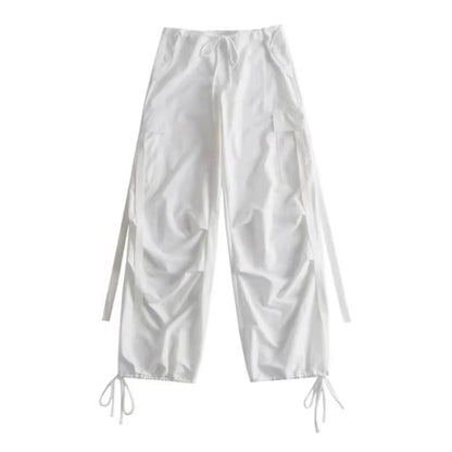Red Cargo Pants Women Casual Joggers High Waist Loose Female Hip Hop Trousers Korean Punk Pants Funny Capri Pockets Pants Femme