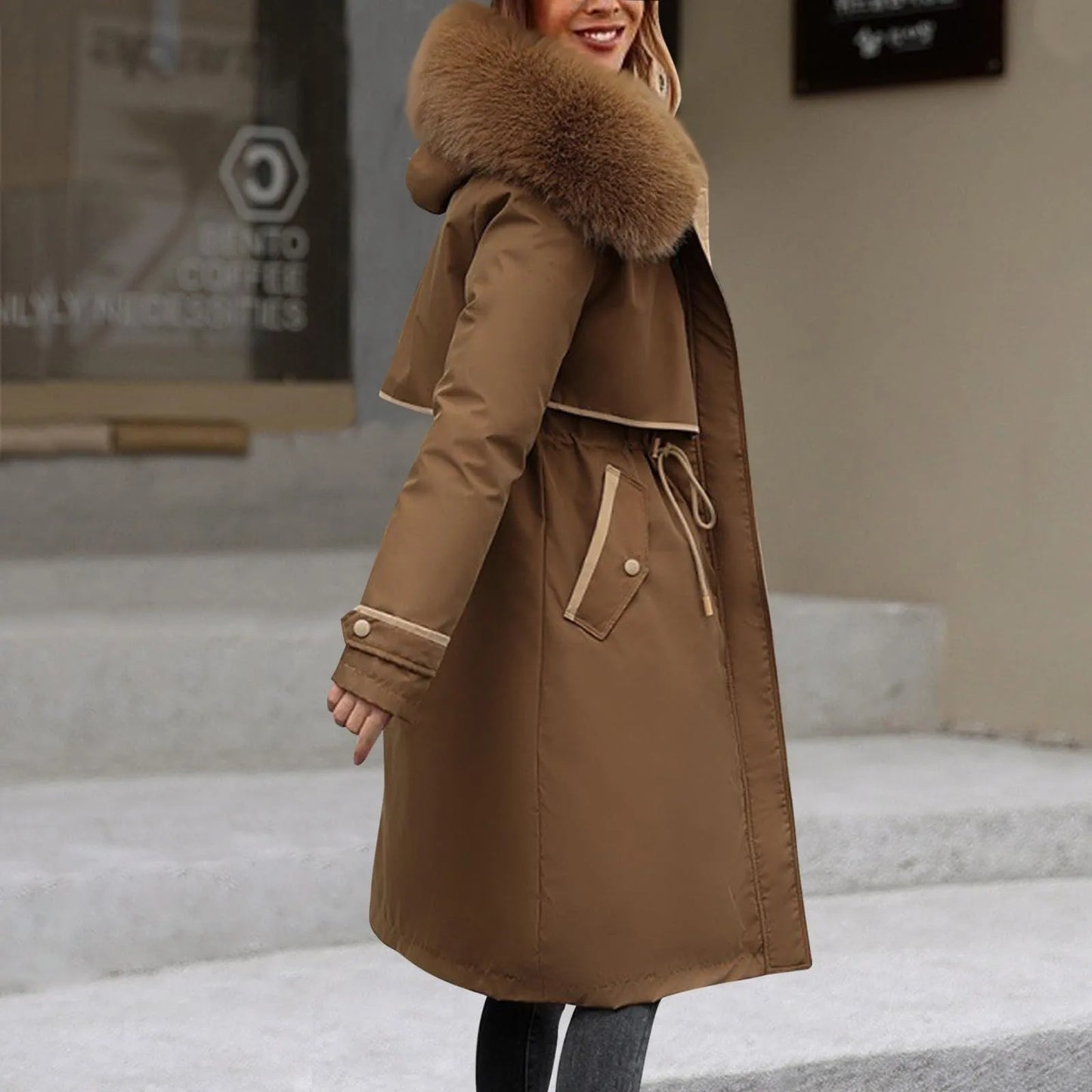 Korean Style Cotton Jacket – Women Winter Coat | Mid Length Zipper Closure Jacket