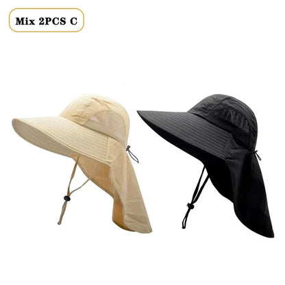 1/2/4PCS Sun Protection Bucket Hat for Men Wide Brim Fishing Cap with Neck Shade Face Flap Lightweight Summer Hiking Camping