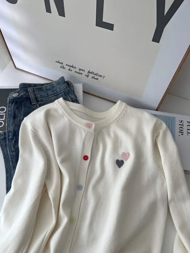 Fashion Versatile Women Sweater 2026 Autumn Winter Elegant Embroidered Women Knit Cardigan Long Sleeve Unique Colorful Buttons