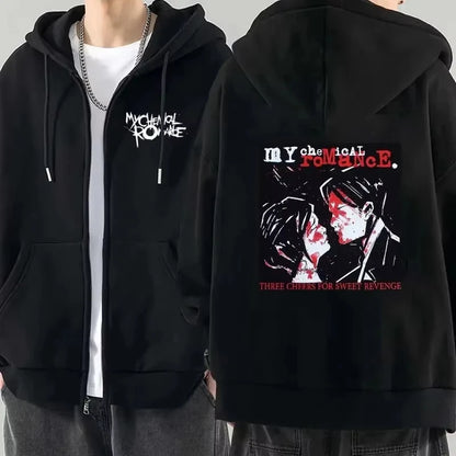 Women Fashion Hoodie Jacket Coat My Chemical Romance Band (MCR) Dead Zip Hoodie Top Loose Black Parade Punk Gothic Rock Zip