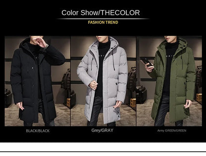 Quality Long Cotton-padded Coat Warm Simple Solid Color Thin Look High Trend All Quality Fabric Comfortable Men's Parkas down