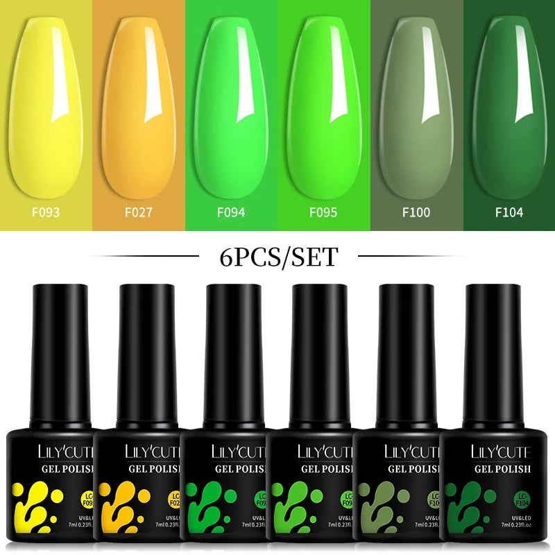 Gel Nail Polish Set - 6Pcs 7ML UV Gel Varnish | Bright Pink Semi Permanent Soak Off