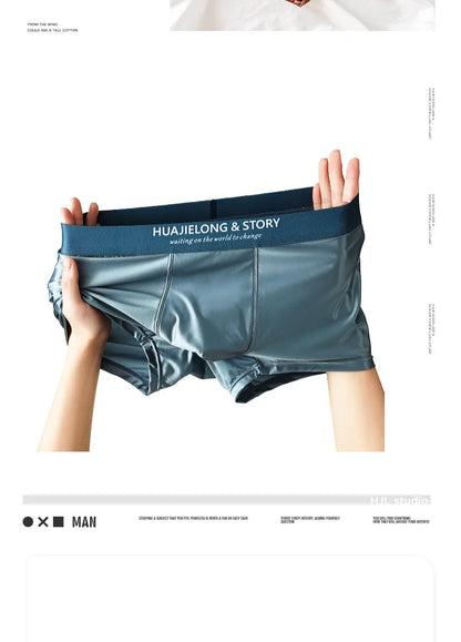 Luxury Ice Silk Boxers - Breathable Satin Mens Underwear 3PCS