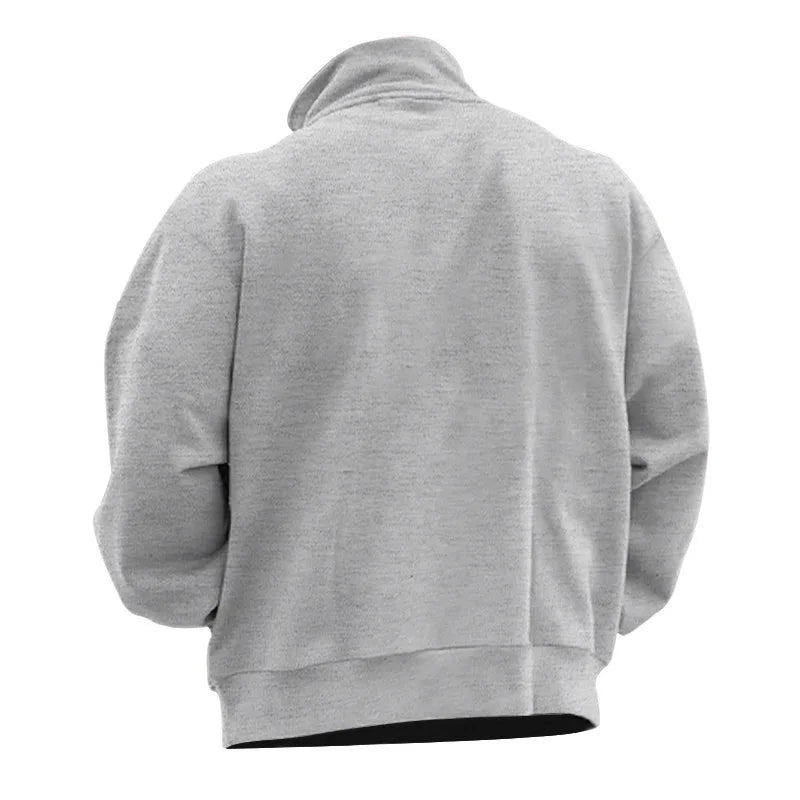 Autumn and winter new men's fleece sweatshirt stand-up collar half zipper long sleeve cross-border European trend men's top