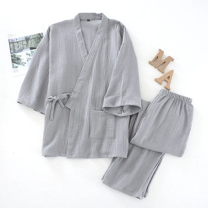 2025 Japanese Cotton Kimono Set - Unisex Pajamas  Home Service Suit