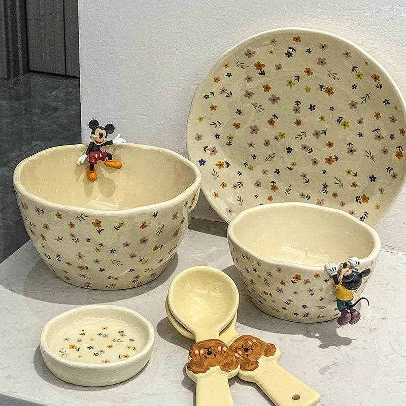 Korean Ceramic Bowl - Floral Design Rice and Salad Dish