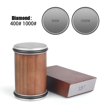 Rolling Knife Sharpener Kit – Diamond Stone with 15°/20° Angles & Magnetic Holder