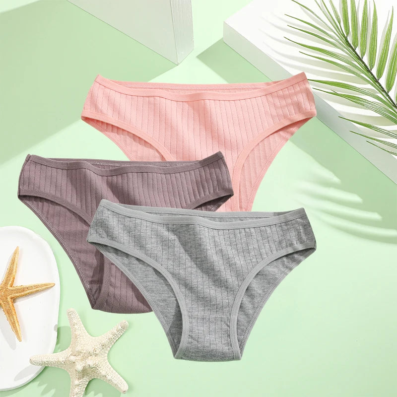 Cotton Panties Women - 3PCS Set Low Rise Briefs | Comfortable Breathable Underwear