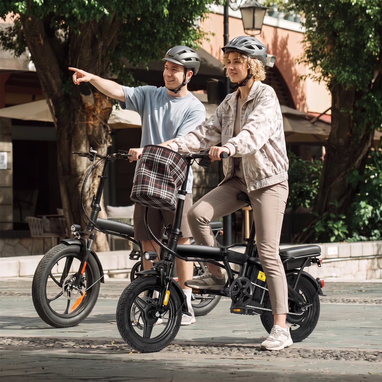 T5 Lightweight Folding Electric Bike for Adults 48V 750W Peak Power 20MPH 18-22 Miles Range 14Inch Disc Brake Commuter E-bike