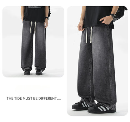 Men's Jeans American Loose Wide-leg Loose Straight Casual Trousers Street Hip-hop Baggy Jeans Black Grey  Blue Streetwear Men