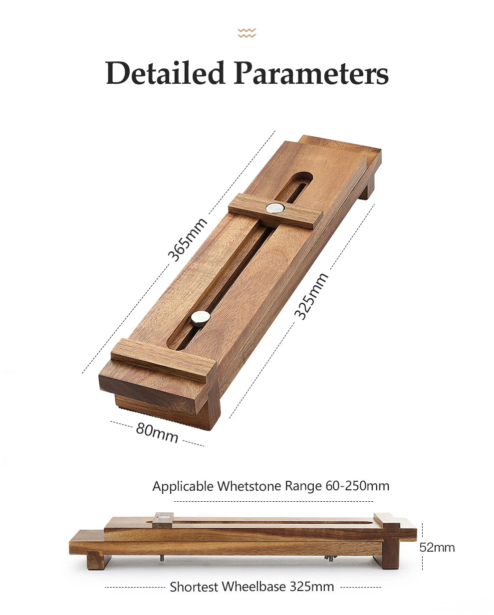 Knife Sharpening Block - Adjustable Acacia Wood Whetstone Holder for Kitchen Knives