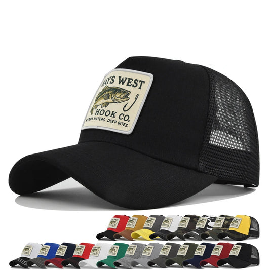 High Quality Fishing Embroidery Baseball Cap for Men Women Outdoor Fishing Snapback Mesh Hat Breathable Sunshade Dad Trucker Hat