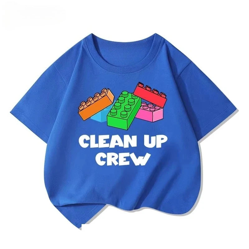 Lego educational cartoon print summer boys and girls 100% cotton short sleeved T-shirt