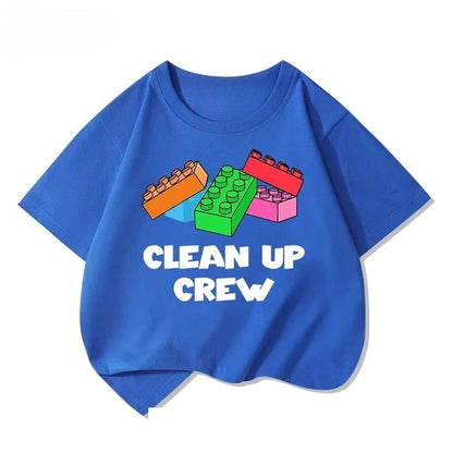Lego educational cartoon print summer boys and girls 100% cotton short sleeved T-shirt