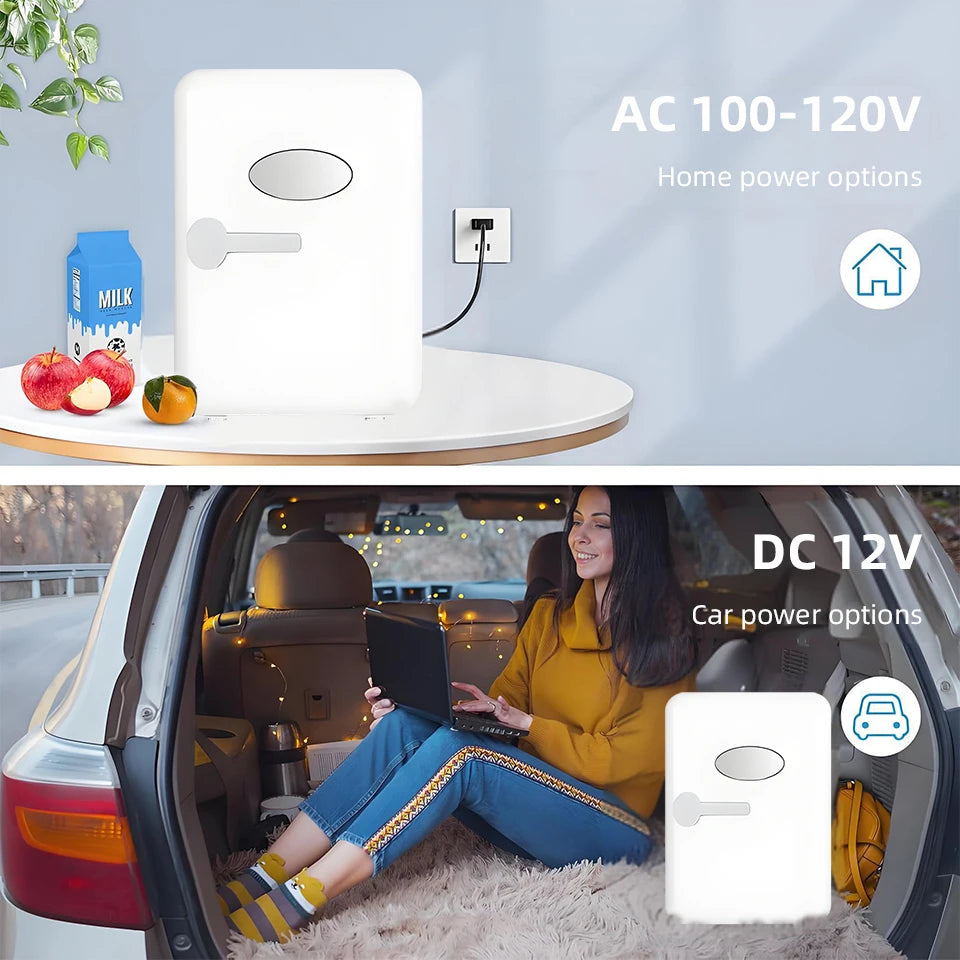 Portable 4L Mini Beauty Fridge Car & Home Dual Use Cooling Heating Refrigerator Skincare Cosmetics Makeup Face Fridge for Travel